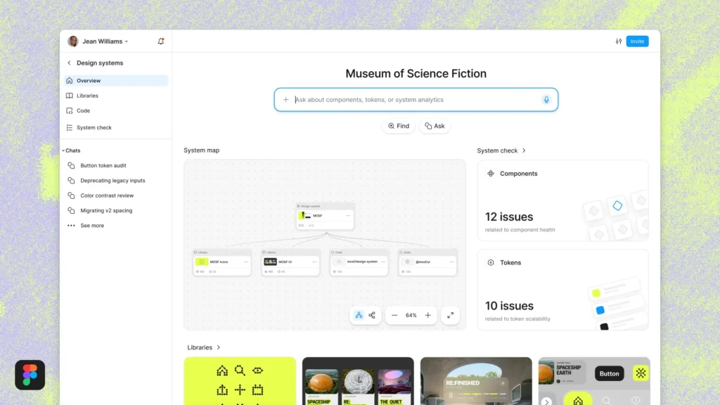 Sistema de design da Figma reúne bibliotecas e contexto para inteligência artificial