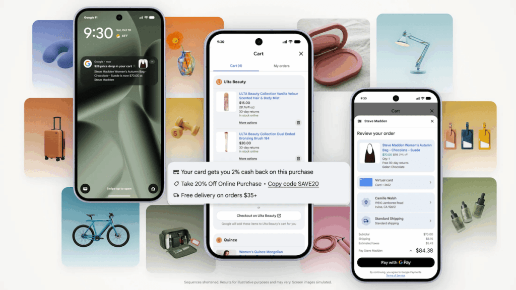 Google Universal Cart estreia nos EUA com IA 1 Tela do Google Universal Cart reúne produtos, preços e varejistas em carrinho único
