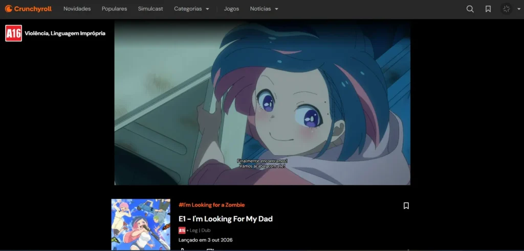 Legendas da Crunchyroll em I’m Looking for a Zombie