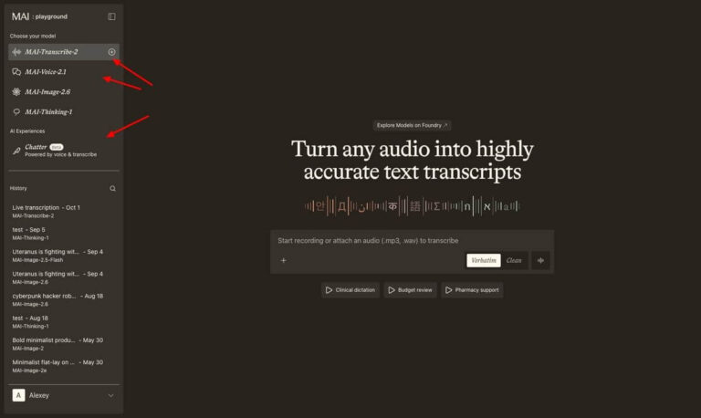 MAI-Transcribe-2-Streaming no MAI Playground da Microsoft para agentes de voz