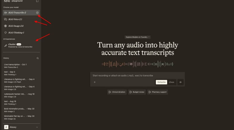 MAI-Transcribe-2-Streaming no MAI Playground da Microsoft para agentes de voz