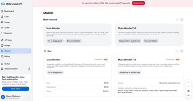 Muse Wonder da Meta para agentes de IA e programação avançada