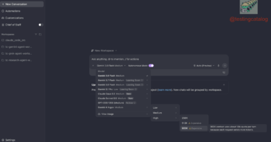 Interface Antigravity com referências ao Gemini 4 Argon e opções de contexto