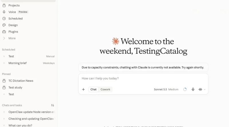 Anthropic: Captura do Claude com item Voice Preview na navegação web