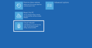 Tela do Cloud Rebuild do Windows 11 para reconstrução via nuvem