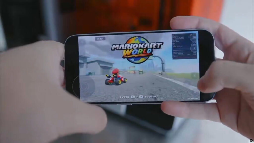 Usuário do X publicou imagem do Mario Kart World rodando no iPhone 18 Pro com jailbreak do Nintendo Switch 2